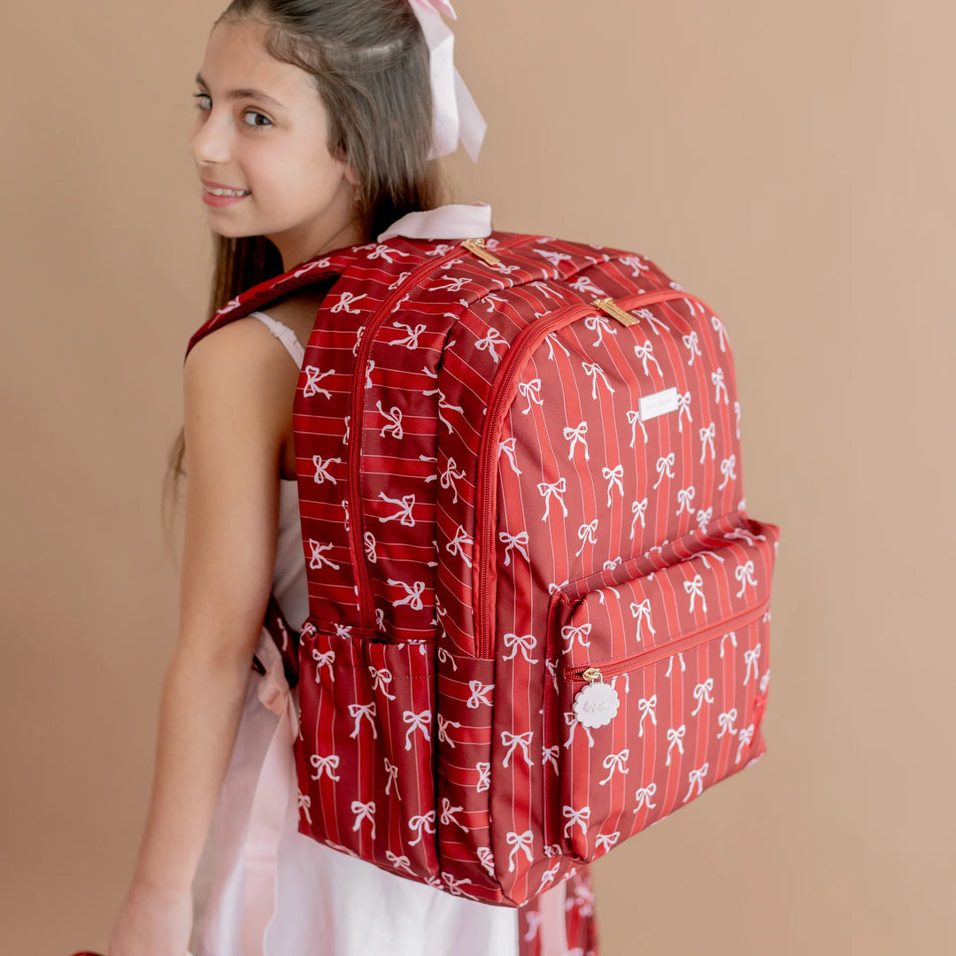 PRE-ORDER - Fox & Fallow Campus Backpack + Large Insulated Lunch Bag Bundle - Ruby Ribbon Stripe