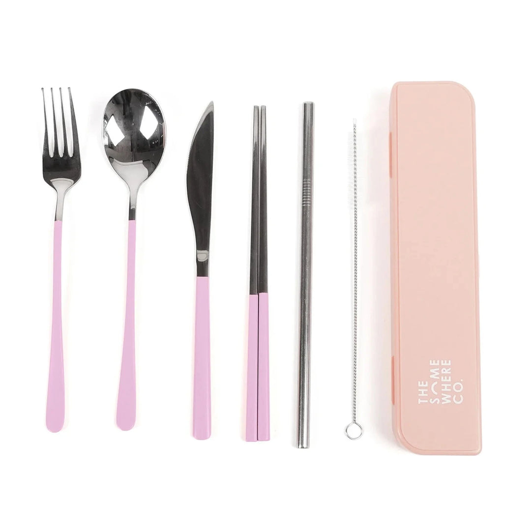 The Somewhere Co. Cutlery Kit - Silver/Lilac