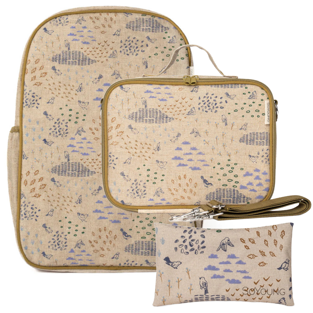 SoYoung Backpack, Lunch Bag & Ice Brick Bundle  - Birds In Nature
