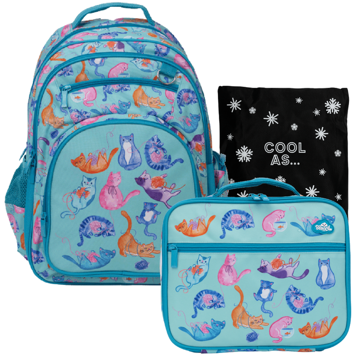 Spencil BIG Insulated Bag & Backpack Bundle - Crazy Cats