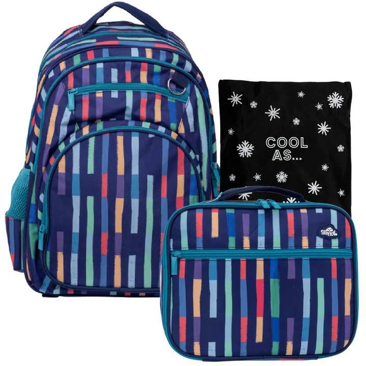 Spencil BIG Insulated Bag & Backpack Bundle - Bright Stripes