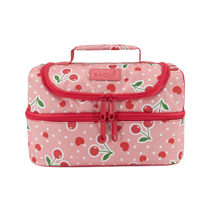 Sachi Double Decker Insulated Lunch Bag + Sipper Bottle Bundle - Cherry Crush