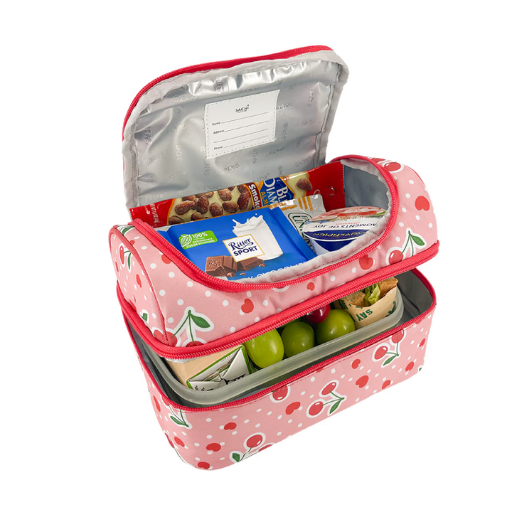 Sachi Double Decker Insulated Lunch Bag + Sipper Bottle Bundle - Cherry Crush