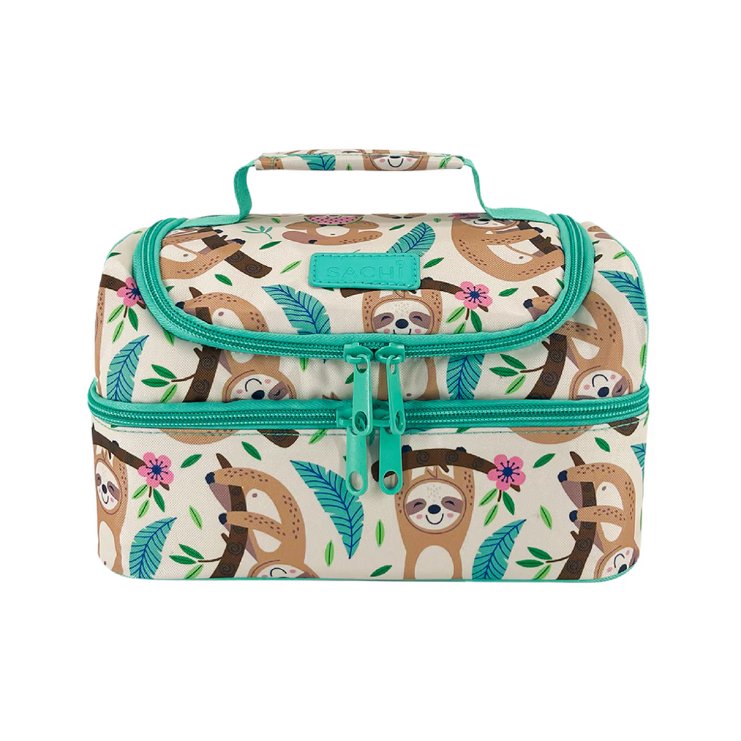 Sachi Double Decker Insulated Lunch Bag + Sipper Bottle Bundle - Sleepy Sloths