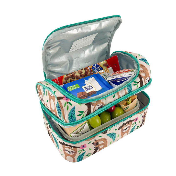 Sachi Double Decker Insulated Lunch Bag + Sipper Bottle Bundle - Sleepy Sloths