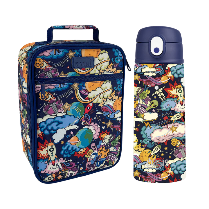 Sachi Insulated Lunch Bag & Bottle Bundle - Alien Adventures