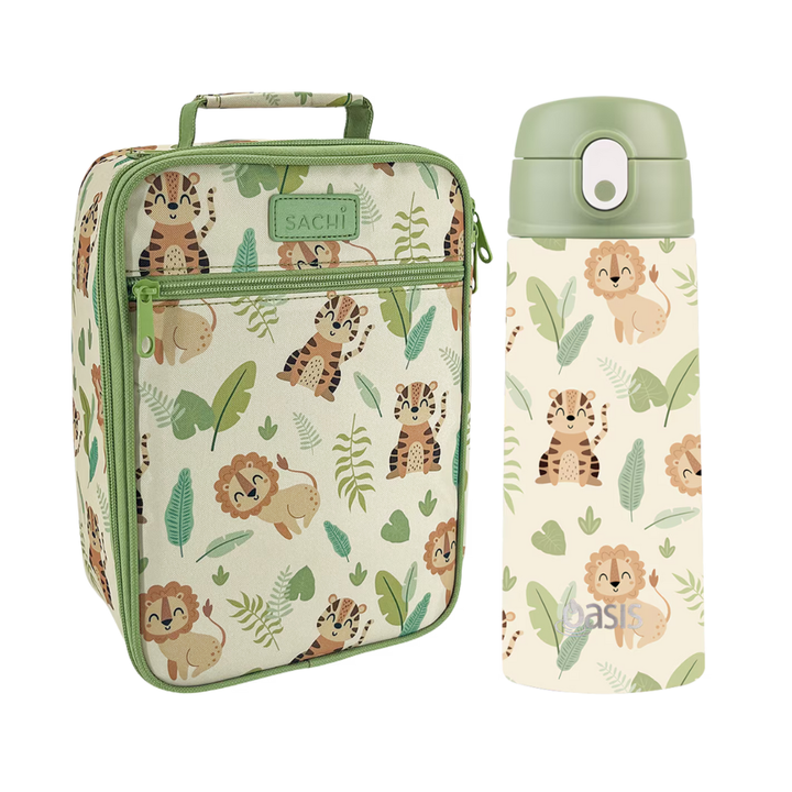 Sachi Insulated Lunch Bag & Bottle Bundle - Jungle Buddies
