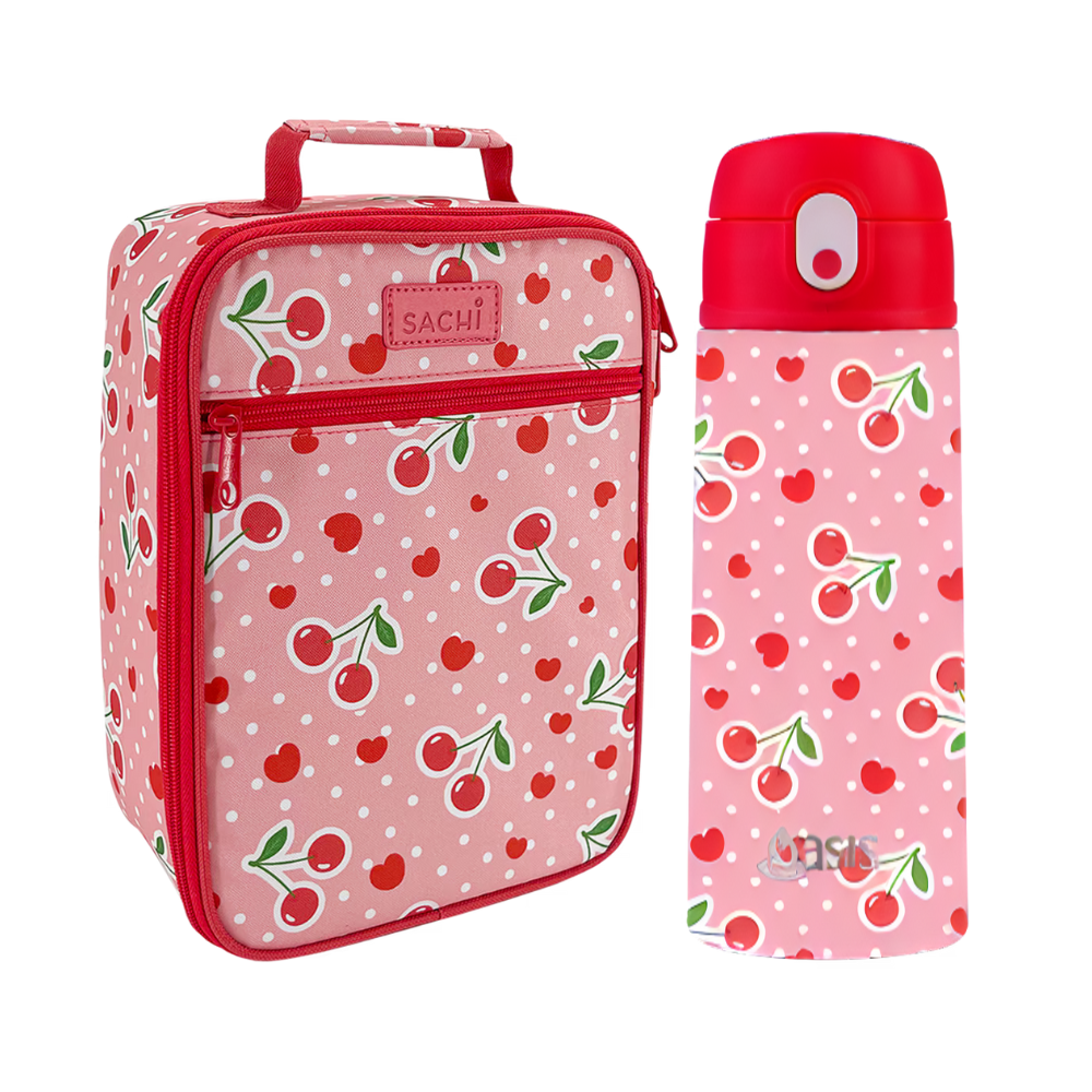Sachi Insulated Lunch Bag & Bottle Bundle - Cherry Crush