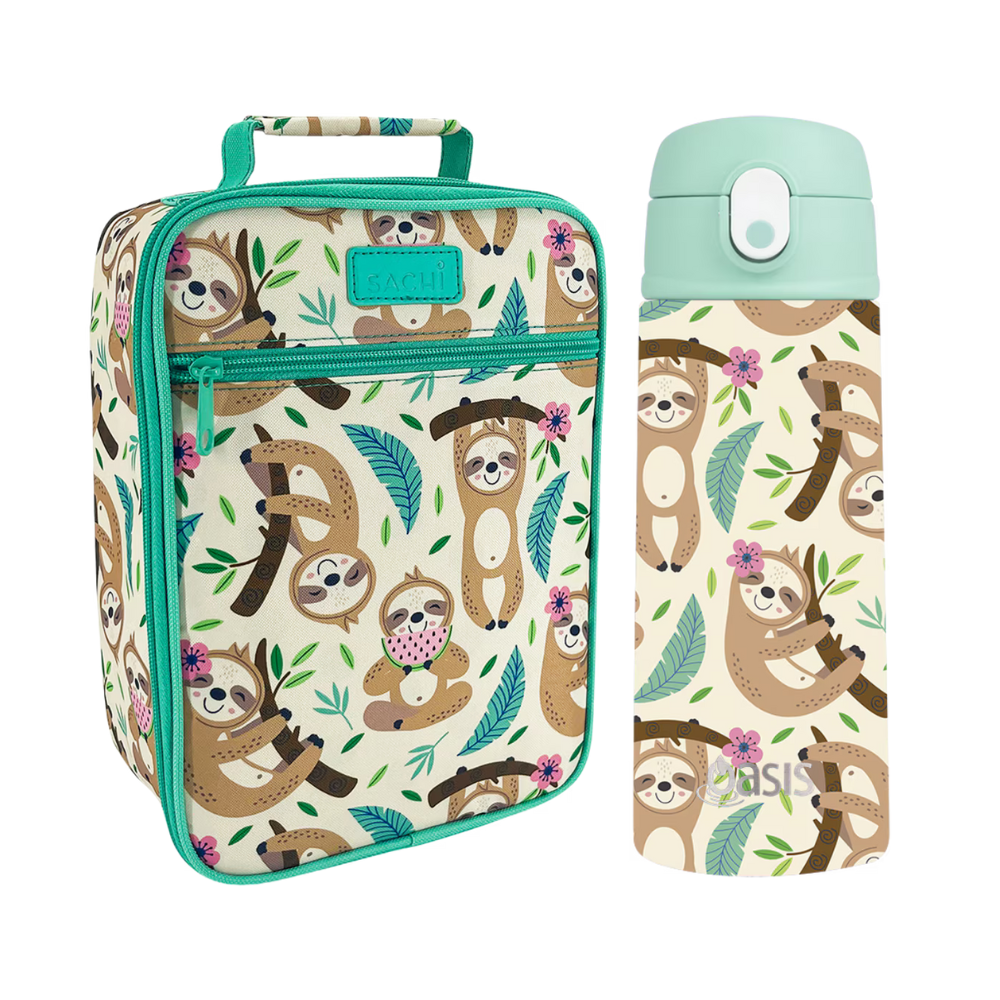Sachi Insulated Lunch Bag & Bottle Bundle - Sleepy Sloths