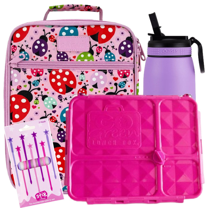 Lovely Ladybugs Lunch Box, Bag & Bottle Bundle
