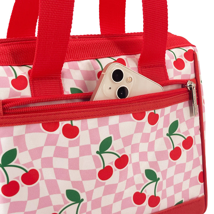 Sachi Insulated Lunch Tote - Chequered Cherries