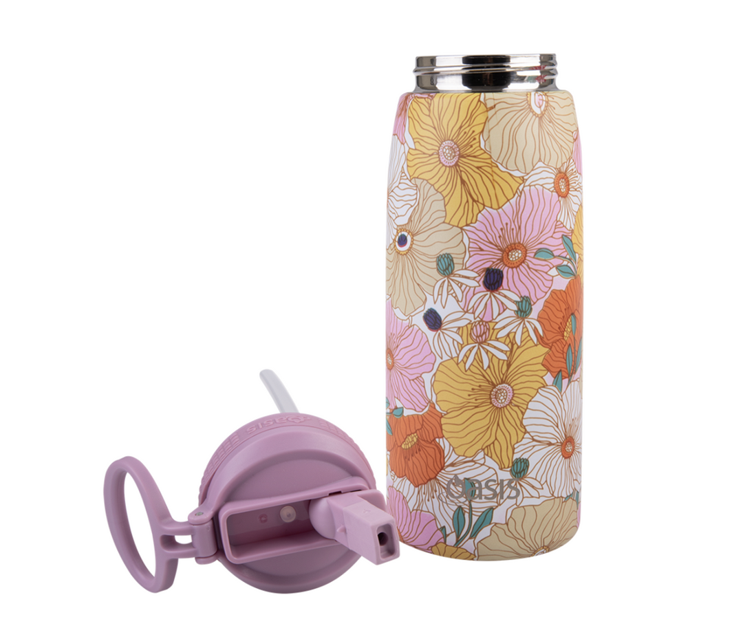 Oasis Insulated Sports Bottle with Sipper 780ml - Retro Floral