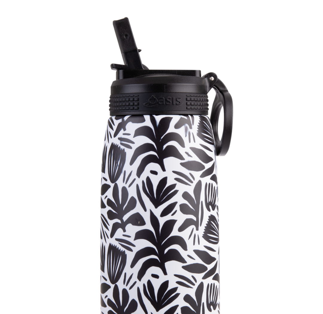 Oasis Insulated Sports Bottle with Sipper 780ml - Monochrome Blooms