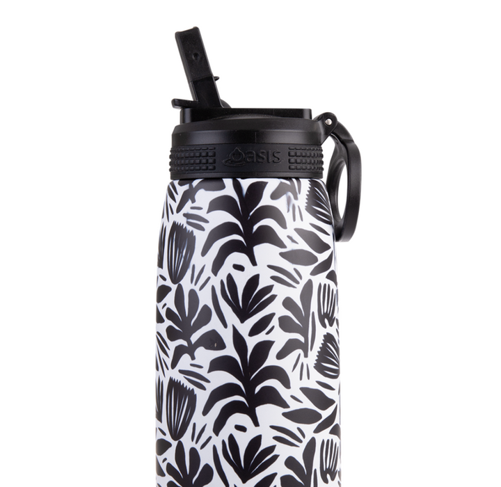 Sachi Insulated Lunch Bag & Bottle Bundle - Monochrome Blooms
