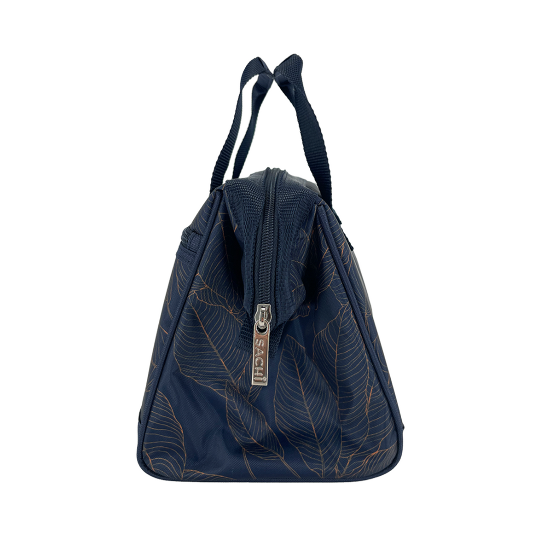 Sachi Triangular Insulated Lunch Bag - Navy Leaves