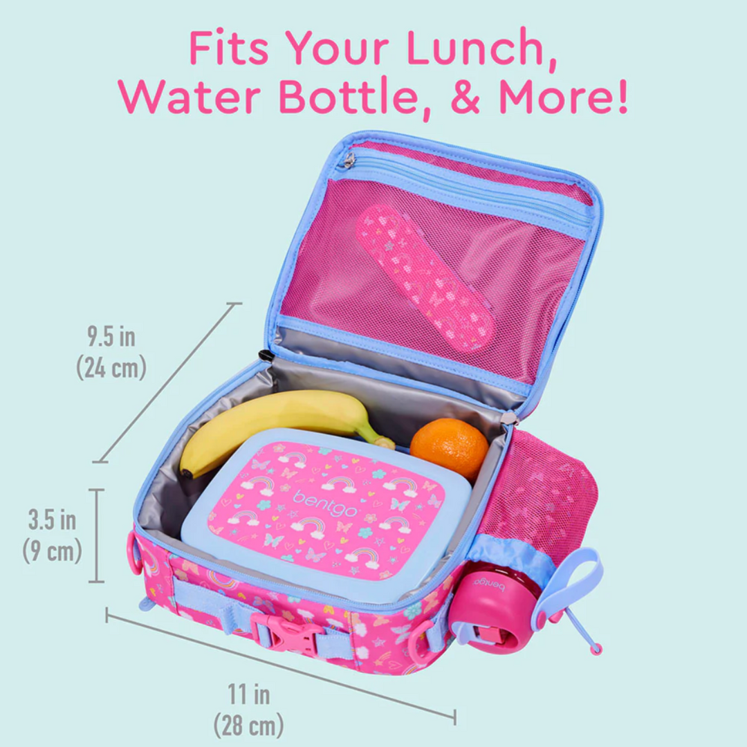 Bentgo Kids Lunchbox & Bag Bundle - Rainbows & Butterflies - BONUS STIX!