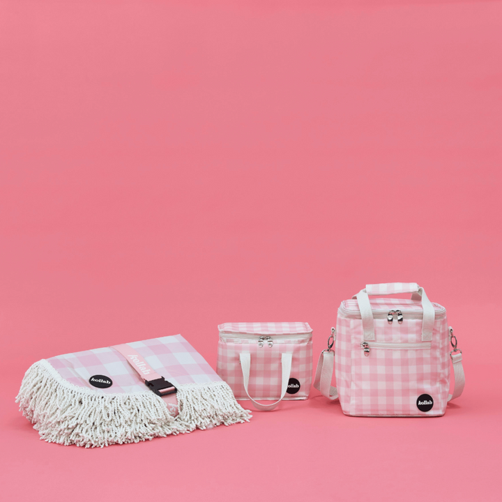 Kollab Mini Insulated Cooler Bag - Candy Pink Check