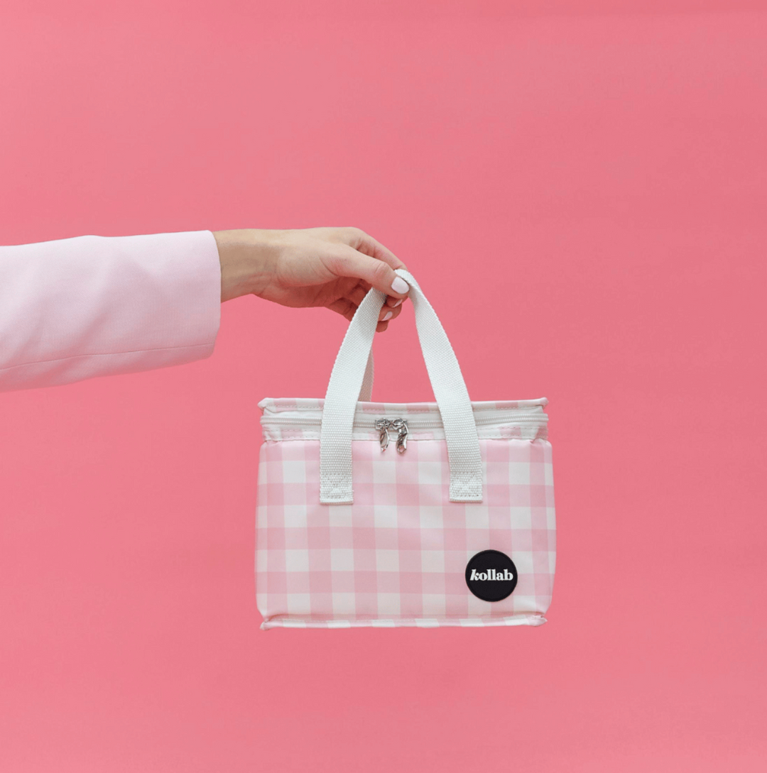 Kollab Insulated Lunch Bag - Candy Pink Check