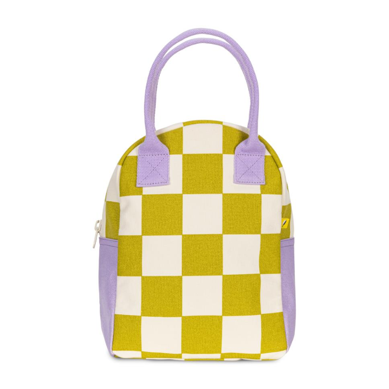 Fluf Zipper Lunch Bag - Checks Pear