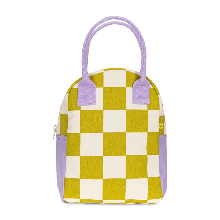 Fluf Zipper Lunch Bag - Checks Pear