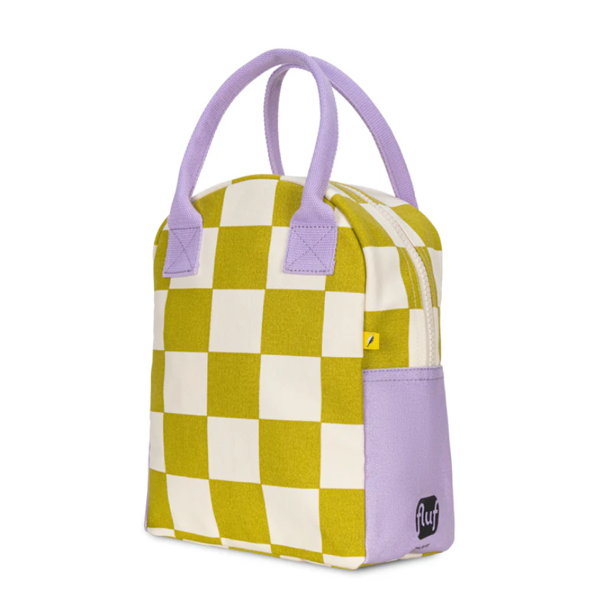 Fluf Zipper Lunch Bag - Checks Pear