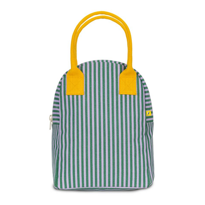 Fluf Zipper Lunch Bag - Candy Stripe Grass/Lavender