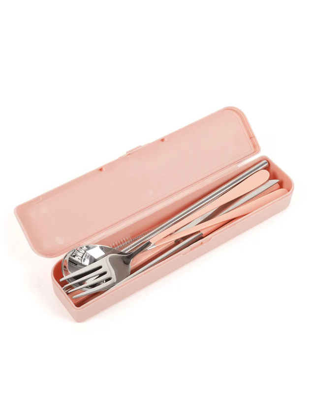 The Somewhere Co. Cutlery Kit - Silver/Blush