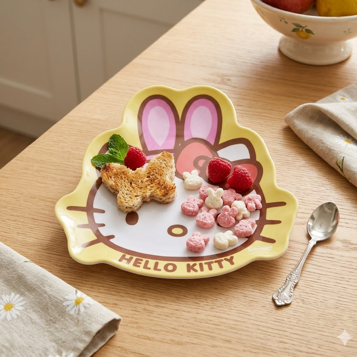 Shaped Easter Melamine Plate - Hello Kitty