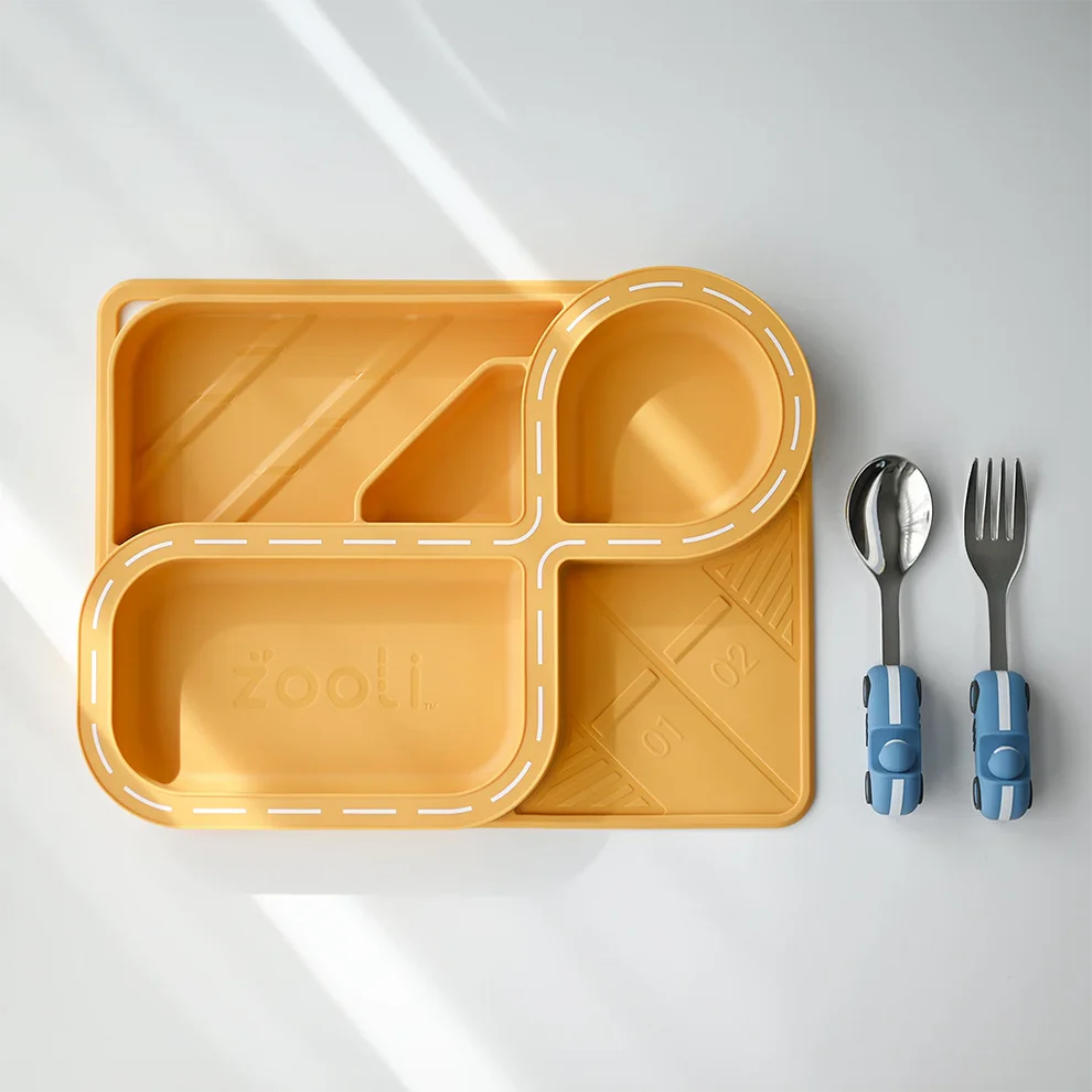 Zooli Children's Dinnerware Set - Butterscotch Racetrack