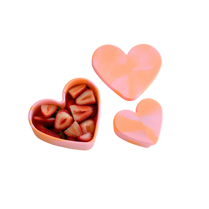 Silicone Large Snack Container - Love - Peach