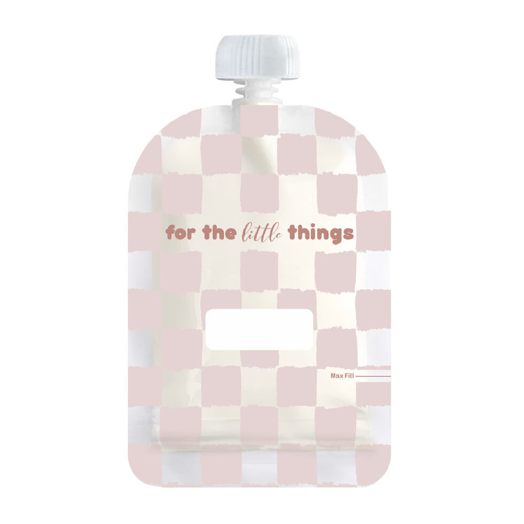 Sinchies 150ml Reusable Food Pouch - 5 Pack - Checkmate Blush