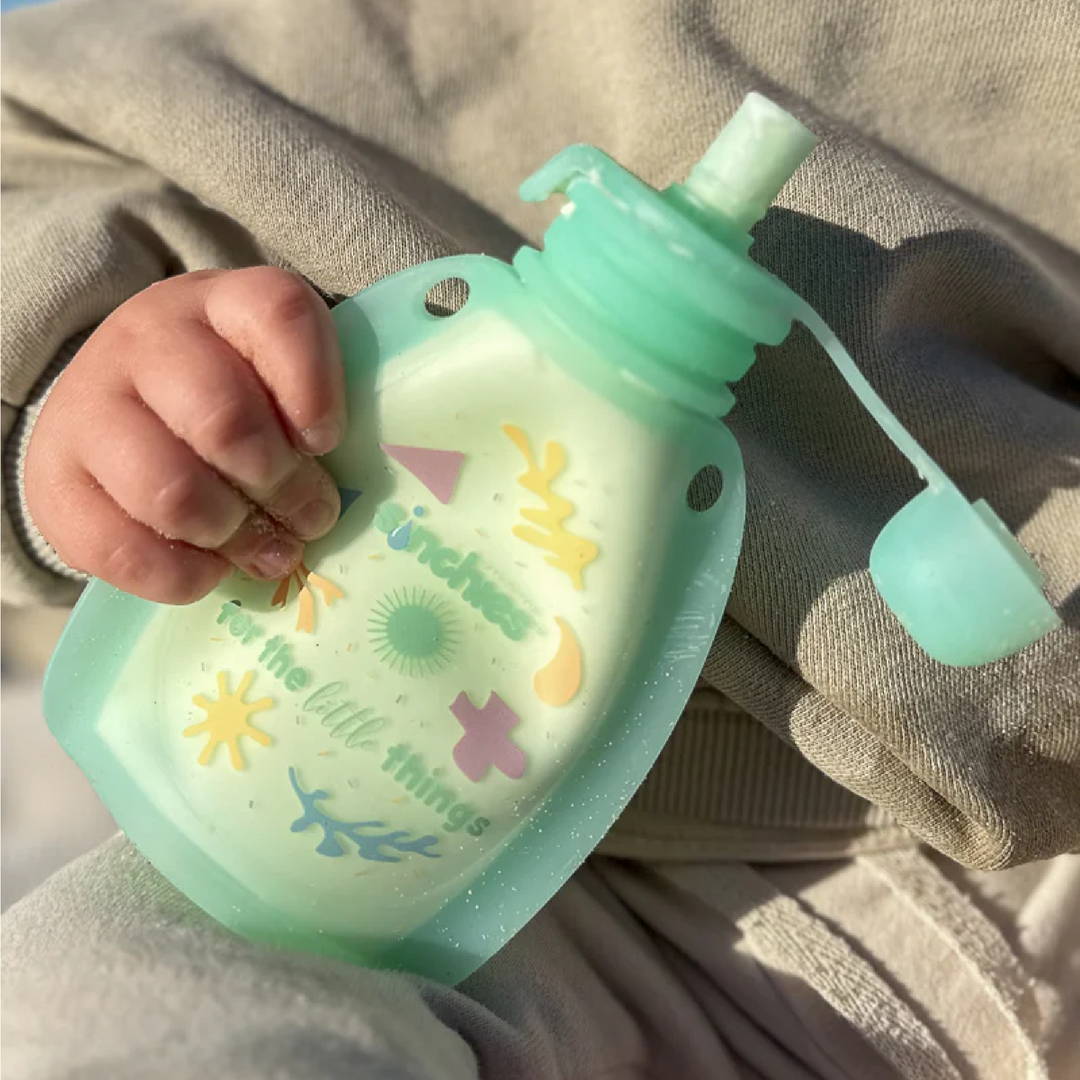 Sinchies Reusable Silicone Squeeze Pouch - 2 Pack - Green Pastel Pop