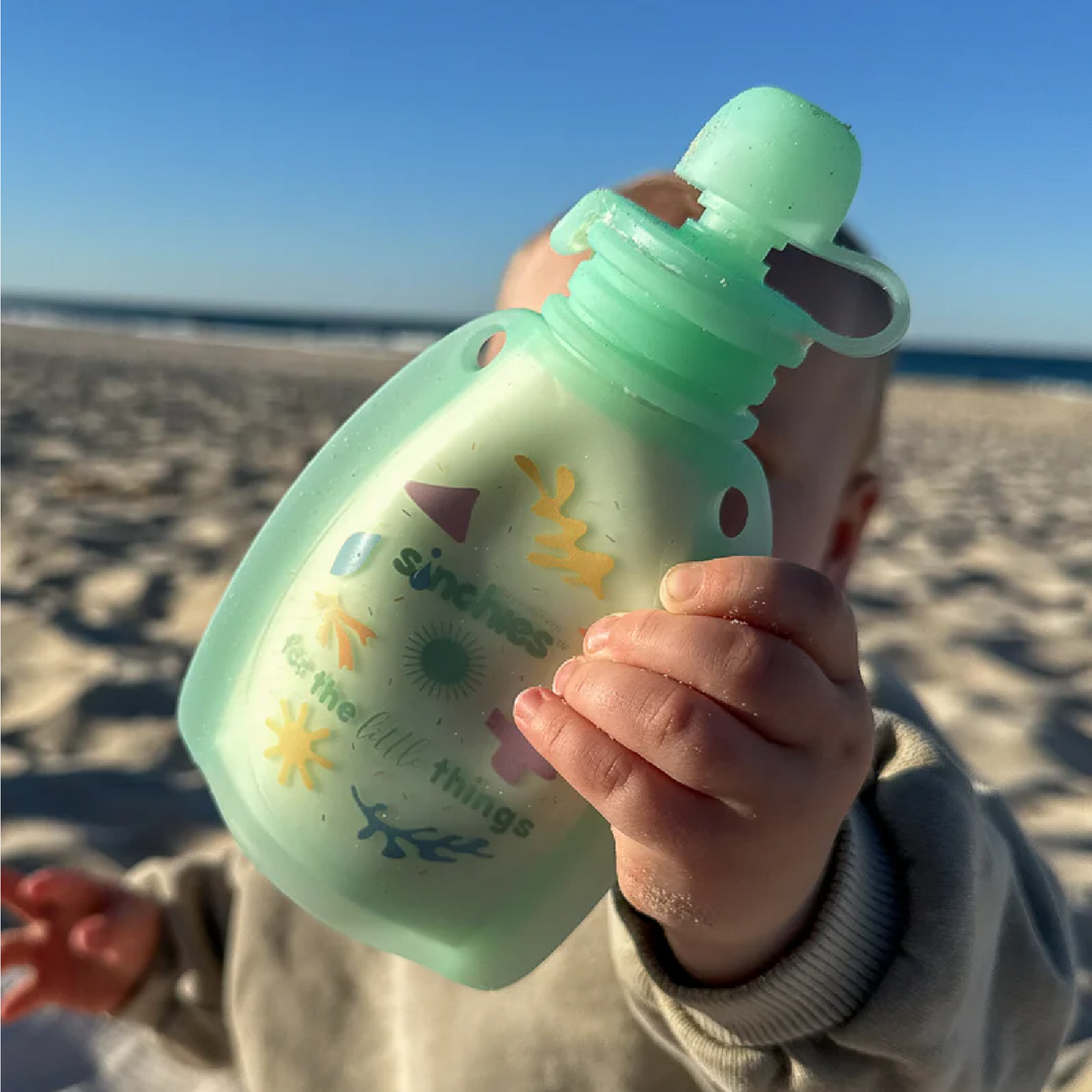 Sinchies Reusable Silicone Squeeze Pouch - 2 Pack - Green Pastel Pop