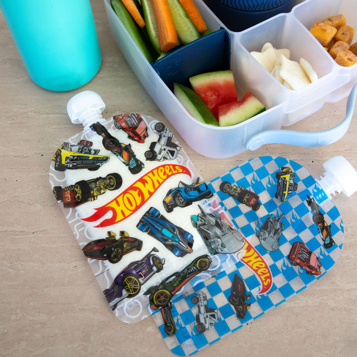 Sinchies 150ml Reusable Food Pouch - 10 Pack - Hot Wheels - Pit Stop