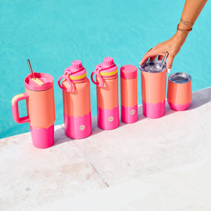 Annabel Trends Insulated Watermate Bottle - 600ml Wave - Orange & Hot Pink