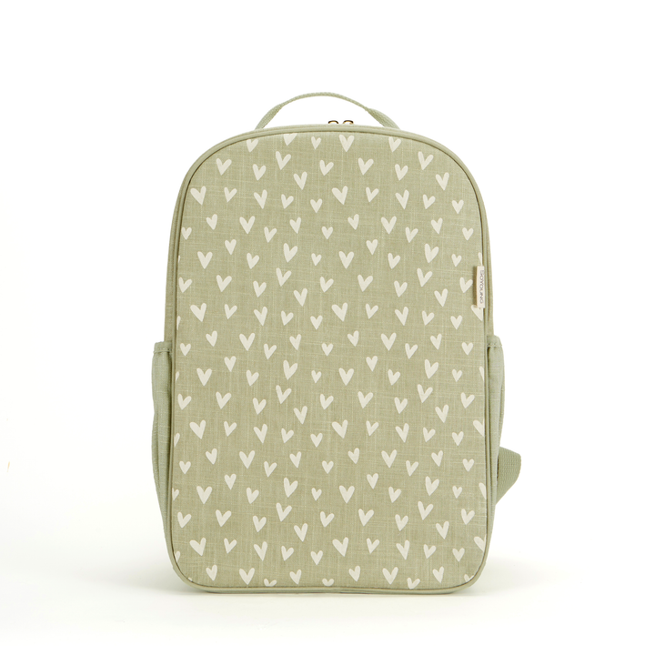 SoYoung Backpack, Lunch Bag & Ice Brick Bundle  - Little Hearts Sage