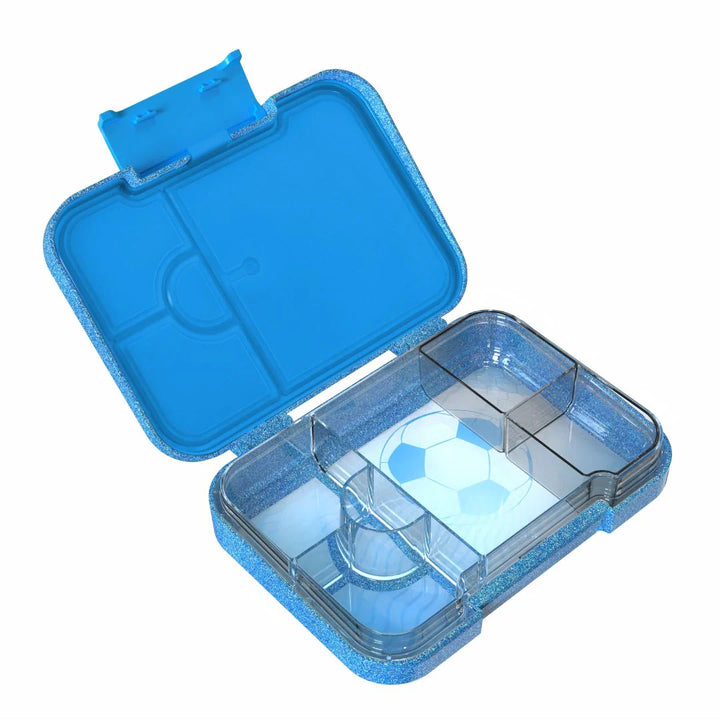 Mum Made Yum Medium Bento Lunch Box - Sparkle Blue Soccer