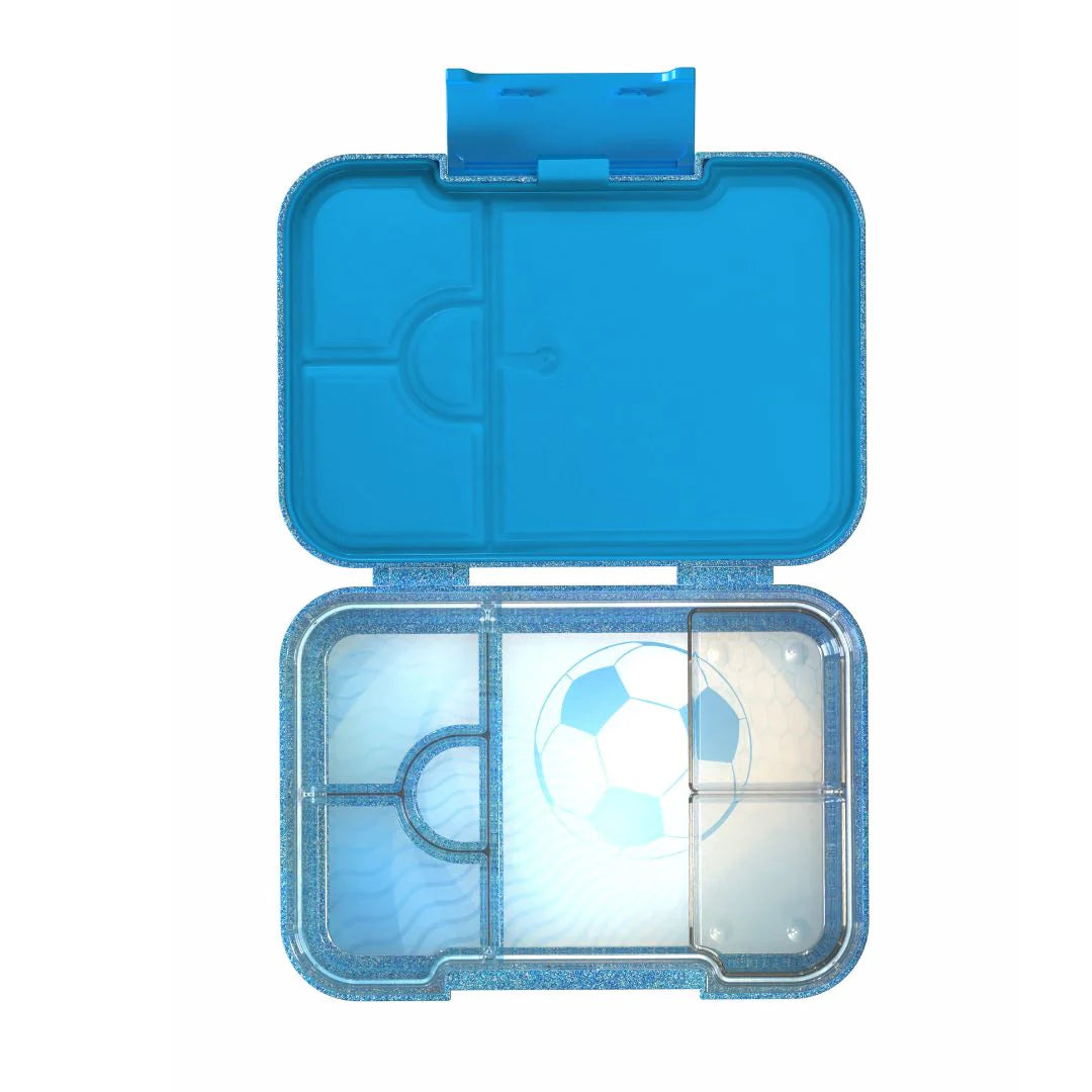 Mum Made Yum Medium Bento Lunch Box - Sparkle Blue Soccer