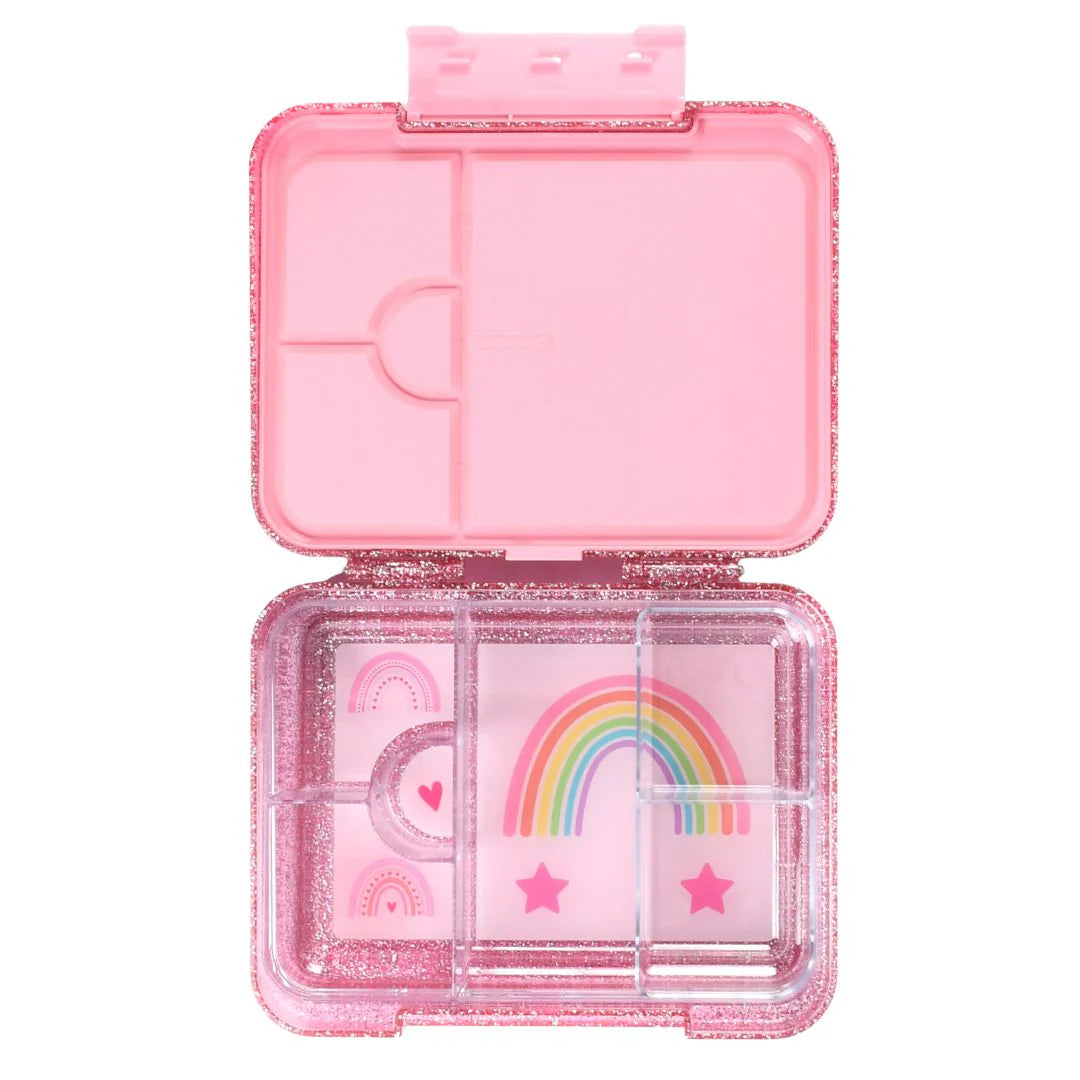 Mum Made Yum Large Bento Lunch Box - Pink Sparkle LOVE Rainbow