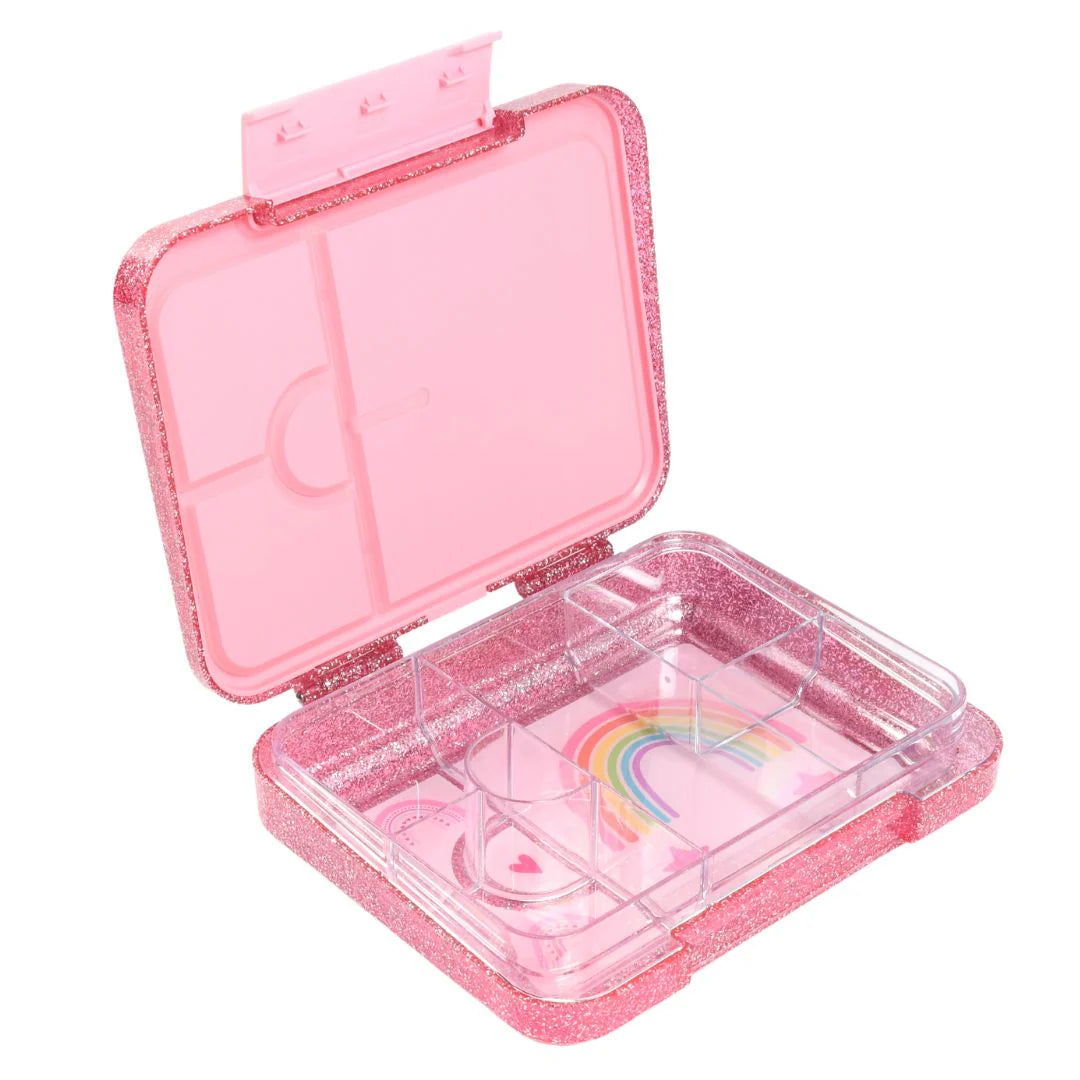 Mum Made Yum Large Bento Lunch Box - Pink Sparkle LOVE Rainbow