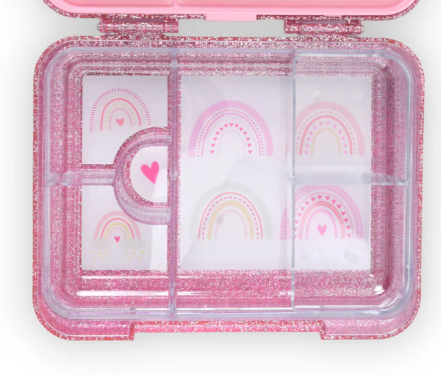 Mum Made Yum Large Bento Lunch Box - Pink Sparkle Rainbow