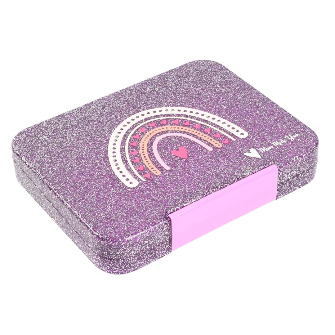 Mum Made Yum Large Bento Lunch Box - Purple Sparkle LOVE Rainbow