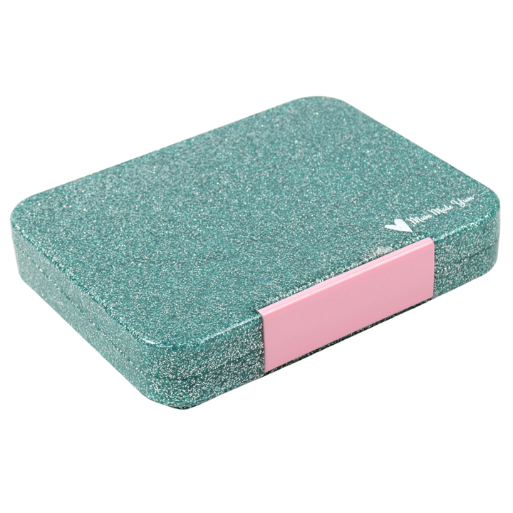 Mum Made Yum Large Bento Lunch Box - Teal Sparkle