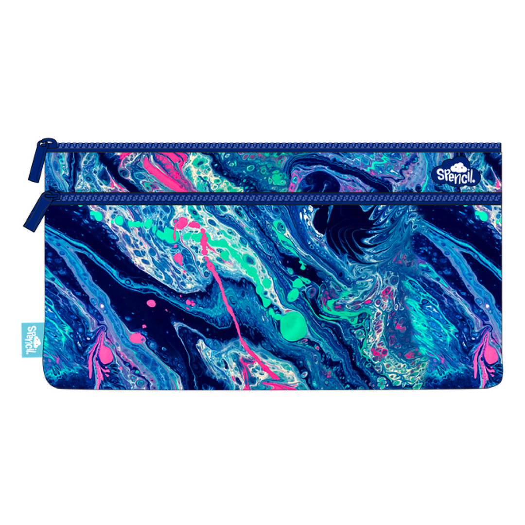 Spencil Twin Zip Pencil Case - Liquid Marble