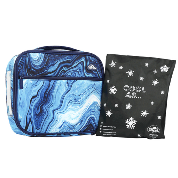 Spencil BIG Cooler Lunch Bag + Chill Pack - Ocean Marble