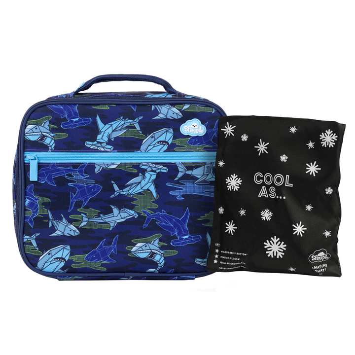 Spencil BIG Cooler Lunch Bag + Chill Pack - Robo Shark