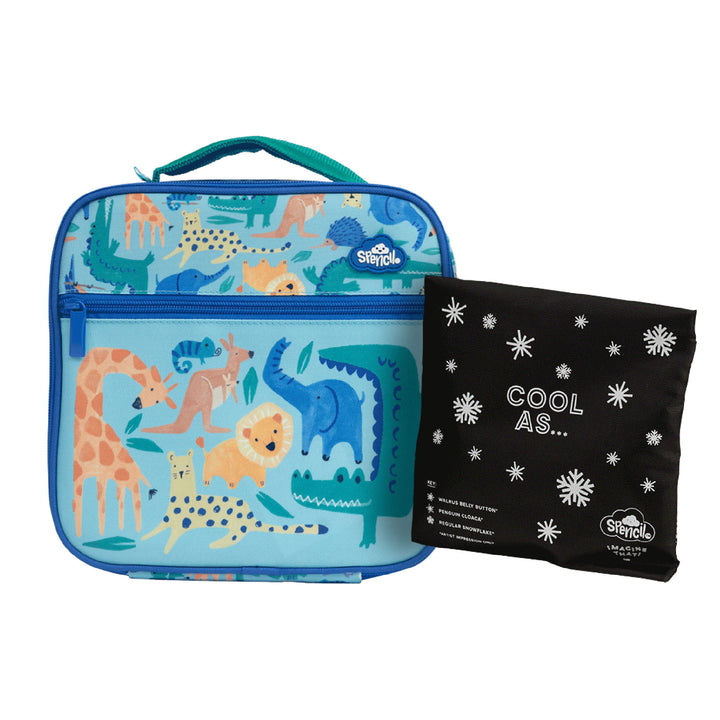 Spencil Little Cooler Lunch Bag + Chill Pack - Safari Puzzle