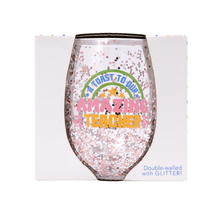 Splosh Amazing Teacher Glitter Wine Glass