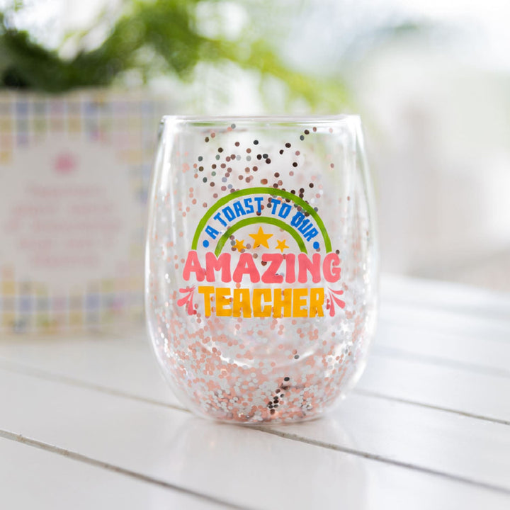 Splosh Amazing Teacher Glitter Wine Glass