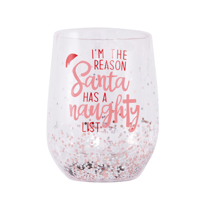 Splosh Stemless Christmas Wine Glass - Naughty